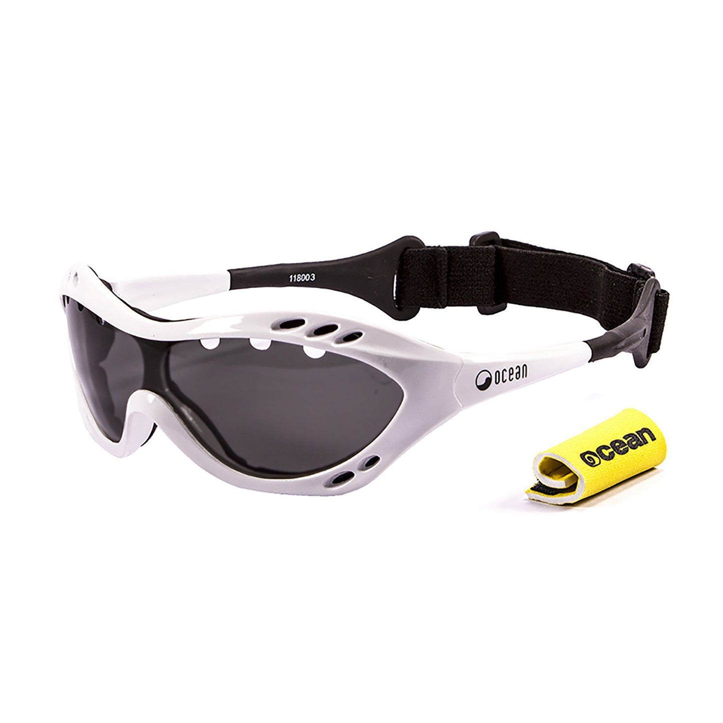 OCEAN COSTA RICA Polarized Sunglasses Kiteboarding & Water Sports (Frame Shiny White, Lens Smoke)