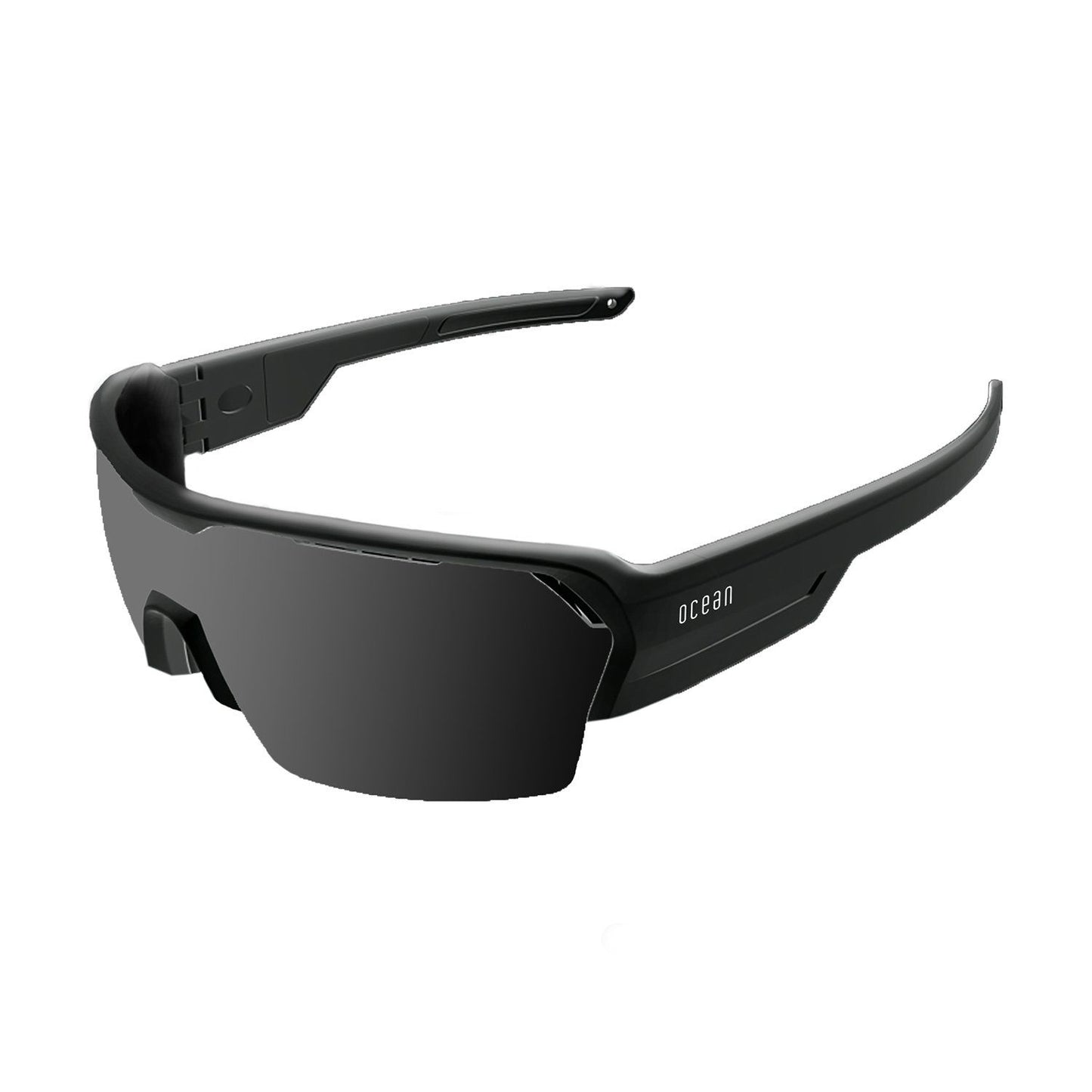OCEAN RACE Polarized Sunglasses Cycling & Running Water Sports (Frame Shiny Black, Lens Smoke)