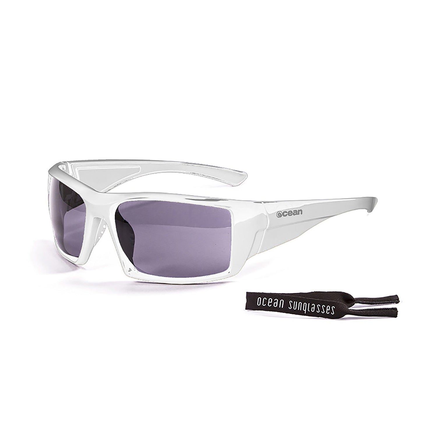 OCEAN ARUBA Polarized Sunglasses Kiteboarding Surf Water Sports (Frame Shiny White, Lens Smoke)
