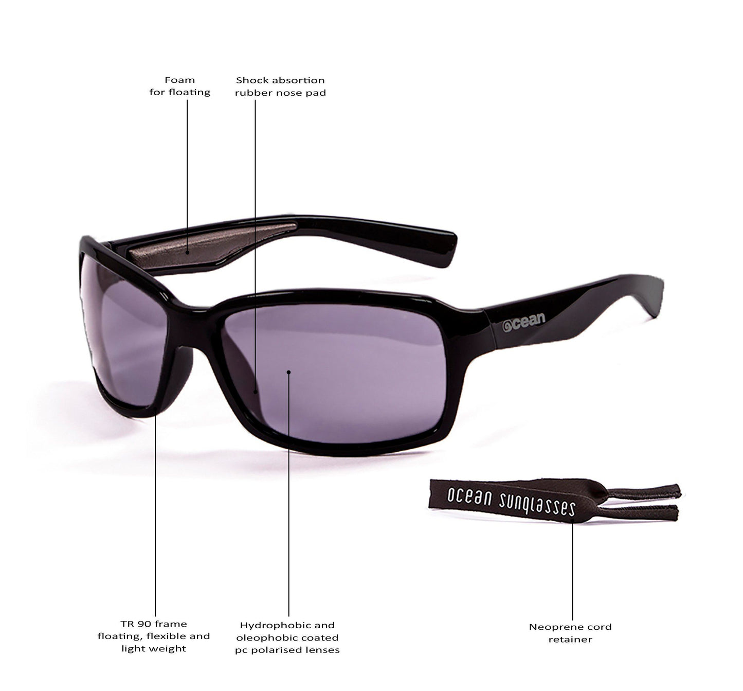 OCEAN VENEZIA Polarized Sunglasses Kiteboarding Surf Water Sports (Frame Shiny Blue, Lens Smoke)