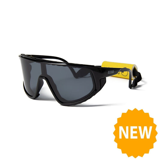 OCEAN KILLY WATER Polarized Kiteboarding and Water Sports Sunglasses (Frame Shiny Black, Lens Smoke)